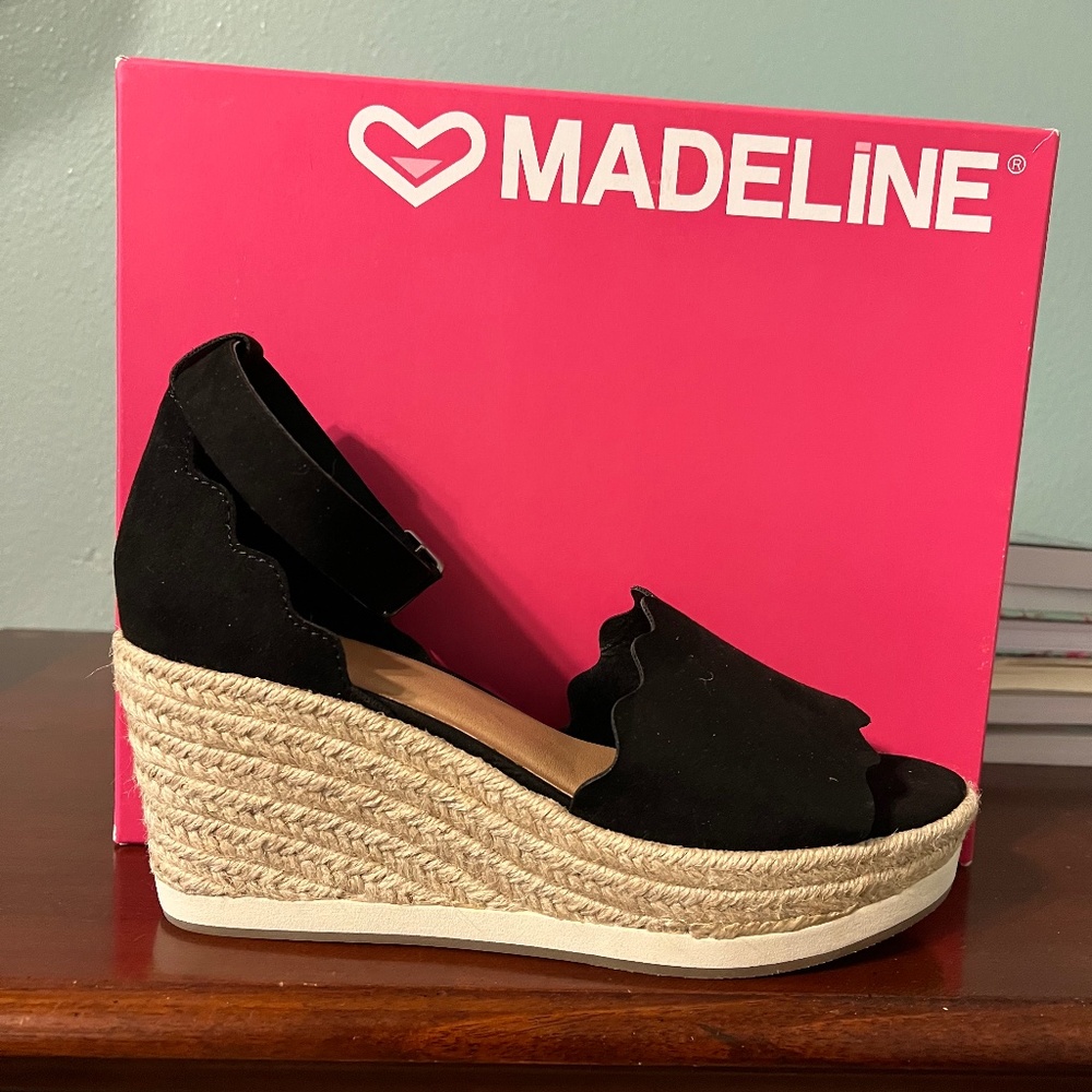 Madeline black sandal wedge